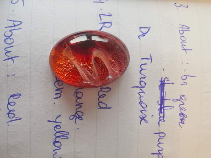 Petri dish resin cabochon 4 ovaal LR rood oranje met DR sinker