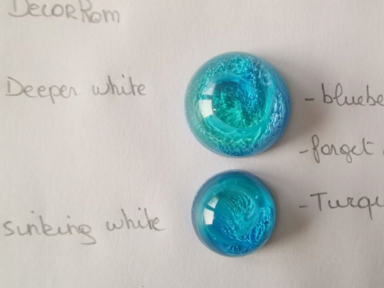 Petri dish resin met DecorRom Blueberry Forget Me Not Turquoise in groen-blauwe combinatie