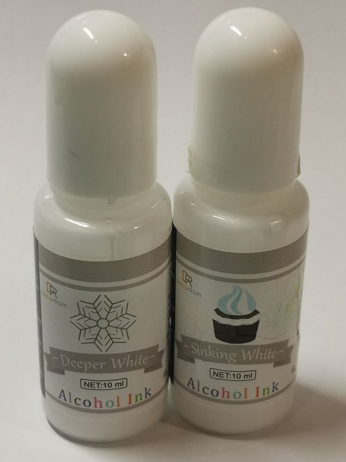 DecorRom Deeper White en Sinking White 10ml voor petri dish resin met alcohol inkt
