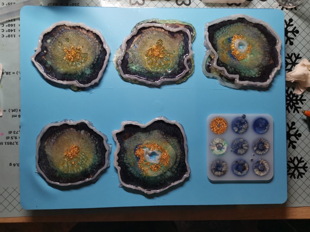 Geode onderzetters eindresultaat met kleurset