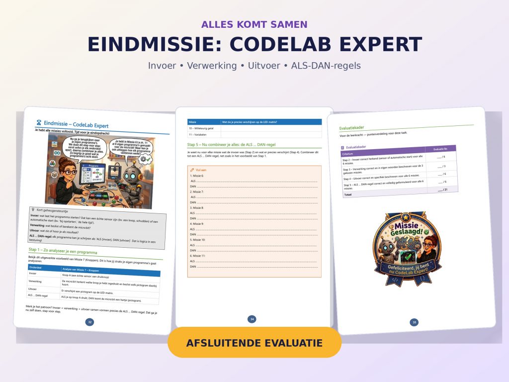 Eindmissie CodeLAB Expert met invoer verwerking uitvoer en evaluatie