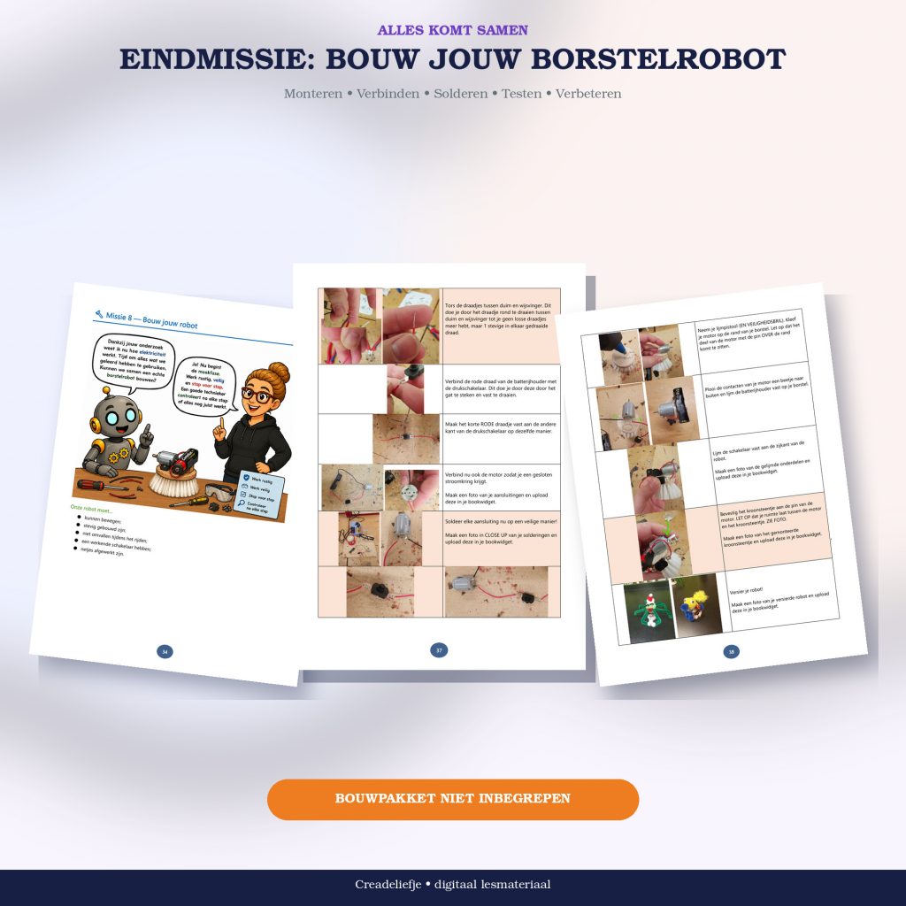 EnergieLAB eindmissie met stappen om een borstelrobot te bouwen