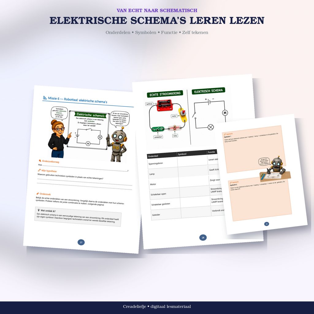 EnergieLAB cursuspagina’s met symbolen en elektrische schema’s