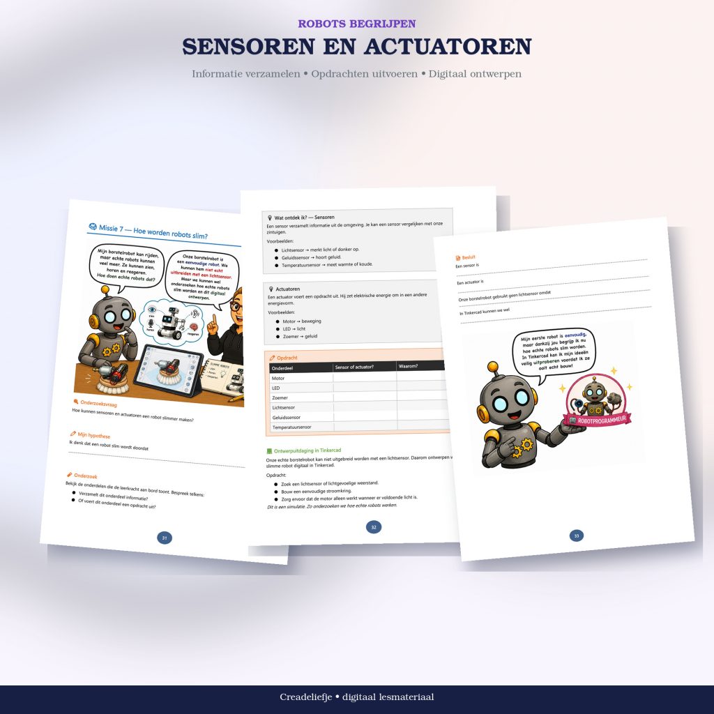 EnergieLAB werkbladen over sensoren en actuatoren in robots