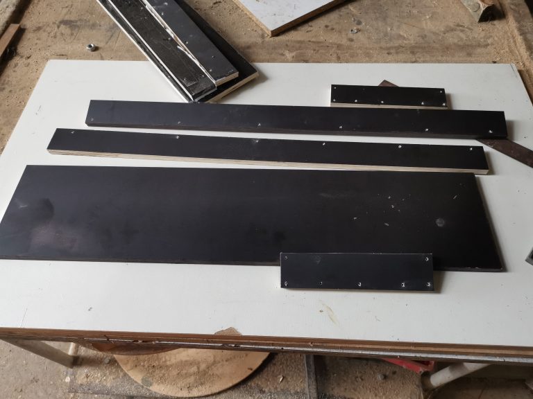 For the knife block, I built a custom casting mold in concrete plywood.